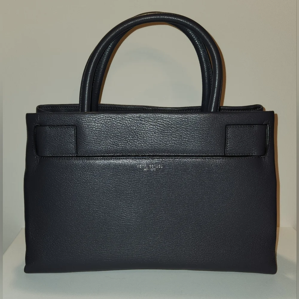 NWT! Henri bendel riverside carryall gray leather Satchel with buckle - Picture 3 of 10